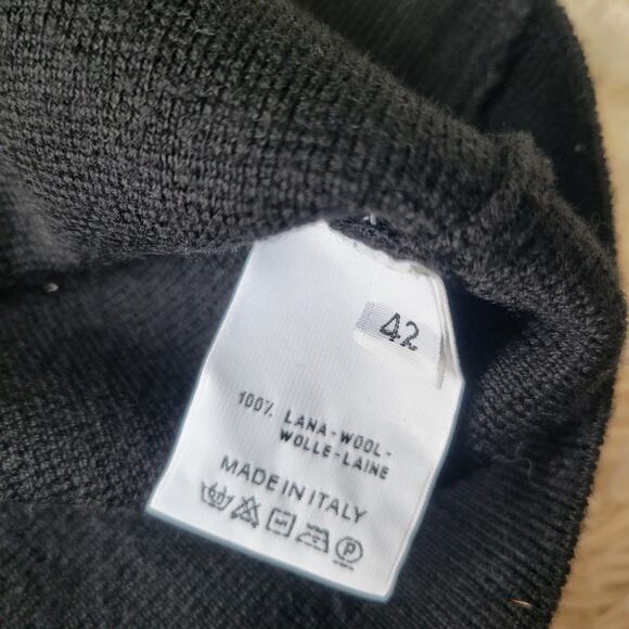 Cruciani Wool Sweater Womens Cropped Sleeve Black 42 Medium 6 - Picture 6 of 8